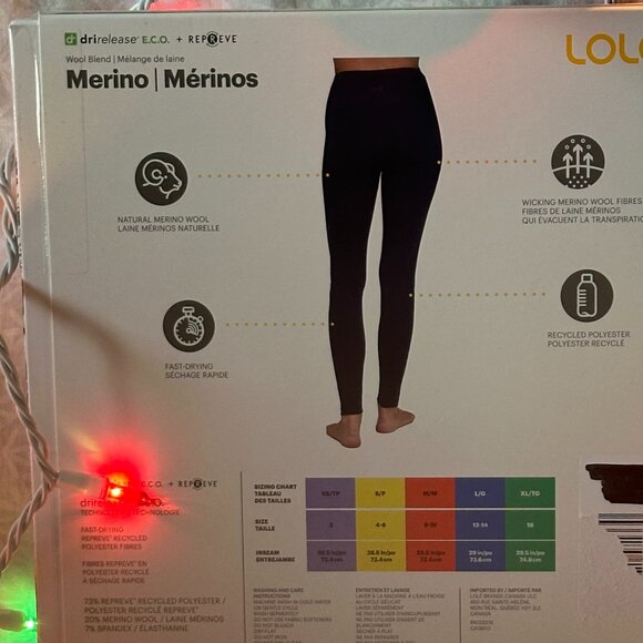 LOLE Wool Blend Merino Leggings Size L Navy Blue NWT - Picture 4 of 4